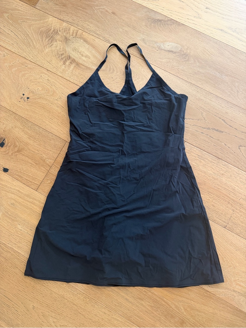 Outdoor Voices Black Mini Slip Dress with Racerback Straps